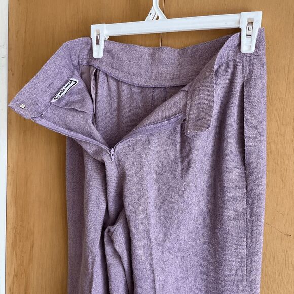 Vintage Lavender Wool-Blend High-Rise Pants V-Waist Front, Wide Leg (Fits 8–10) - Picture 10 of 14